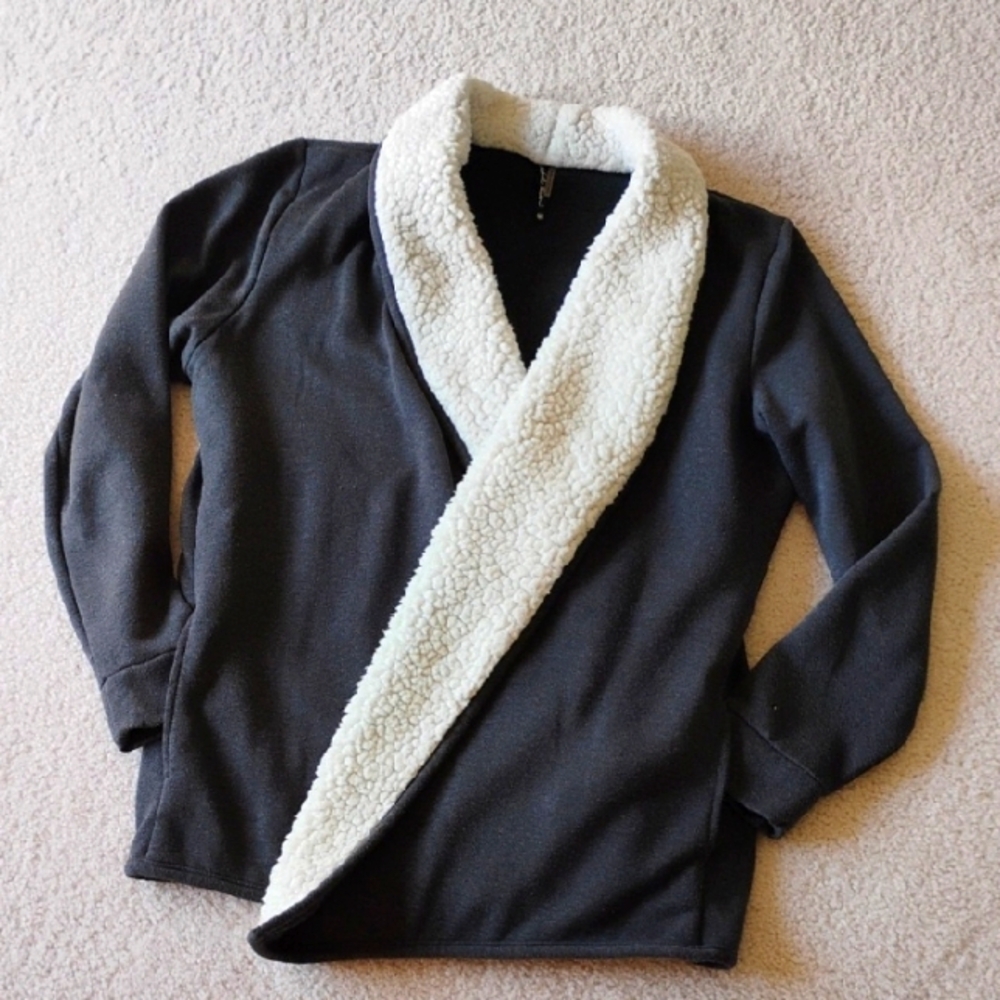 Charcoal Gray Sherpa Lined Cardigan